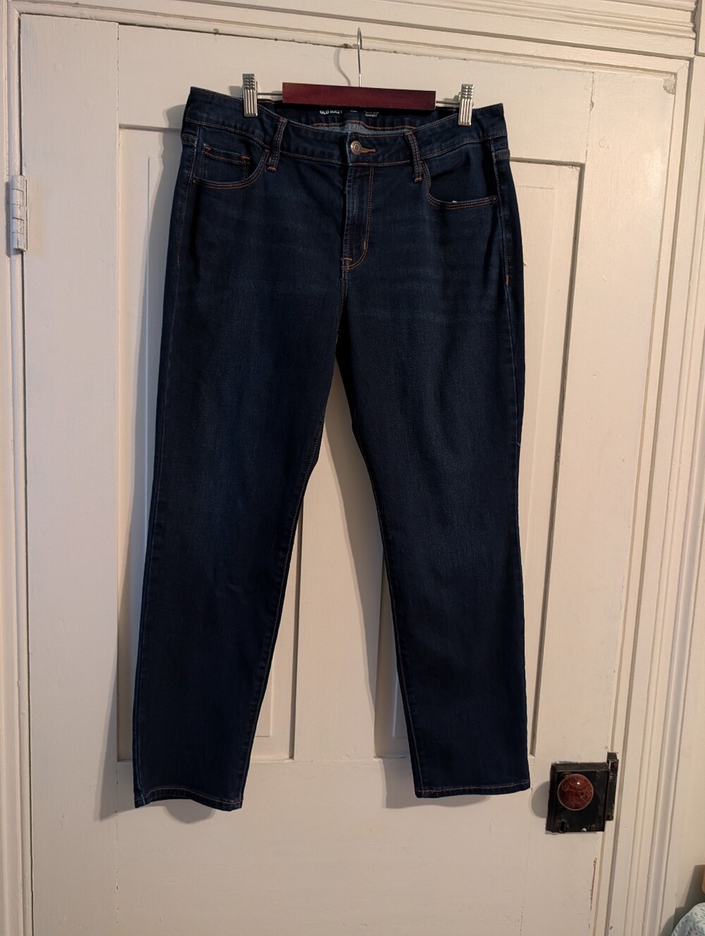 Old Navy Power Slim Straight Dark Wash Blue Denim Jeans 14 S